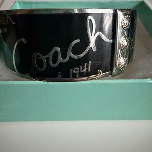 Coach Black and Silver Signature Cuff
